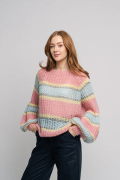 Pacific Knit Sweater - Light Blue/Rose Mix