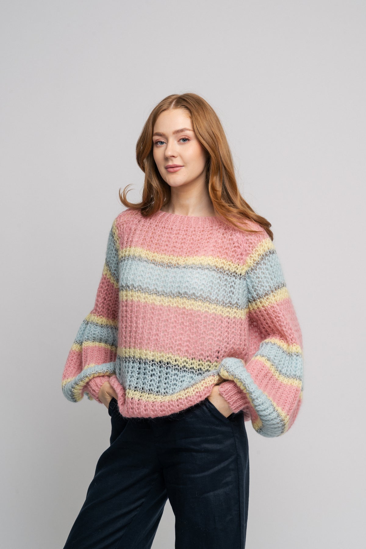 Pacific Knit Sweater - Light Blue/Rose Mix