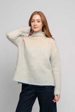 Herrin Knit Stripe T-Neck - Starlight Blue