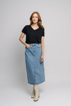 Fenya Modal V Neck Tee - Black