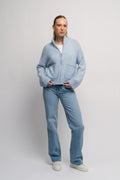 Sia Ras Ls Knit Zipper Cardigan - Cashmere Blue Melange