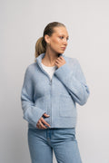 Sia Ras Ls Knit Zipper Cardigan - Cashmere Blue Melange
