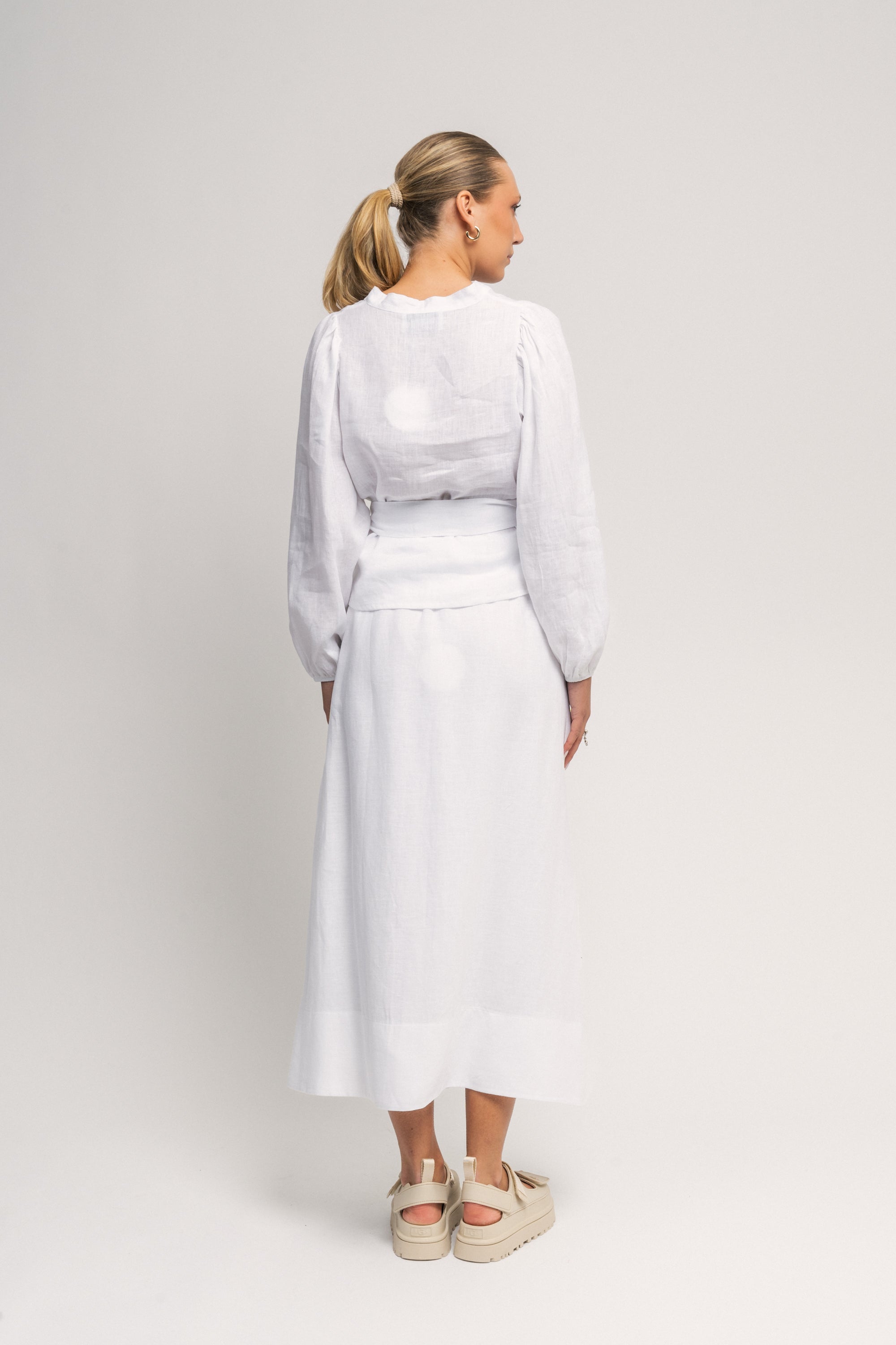 Thea Linen Skirt - White