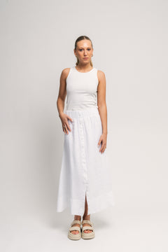 Thea Linen Skirt - White