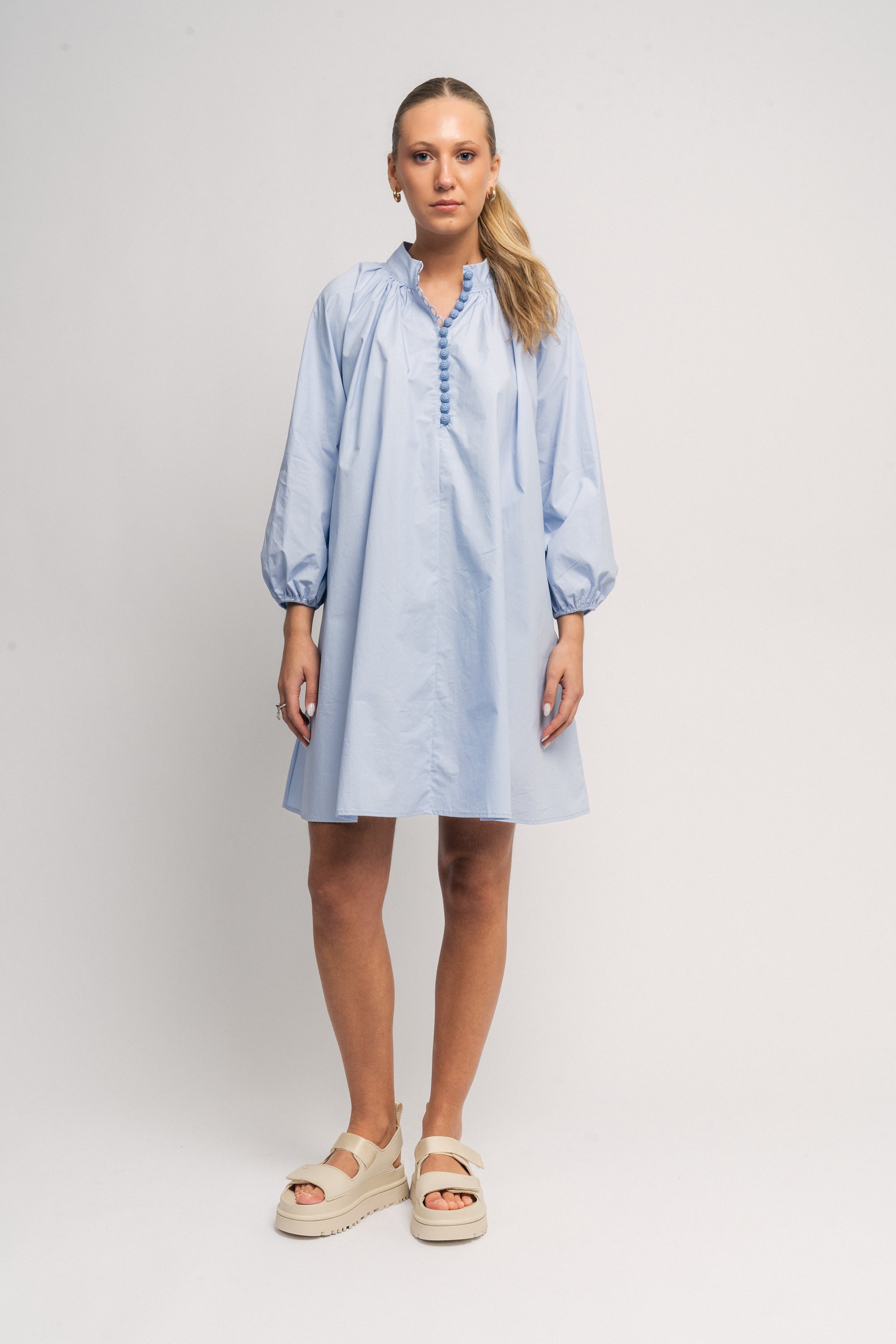 Poplin Bohemian Demi Dress - Light Blue