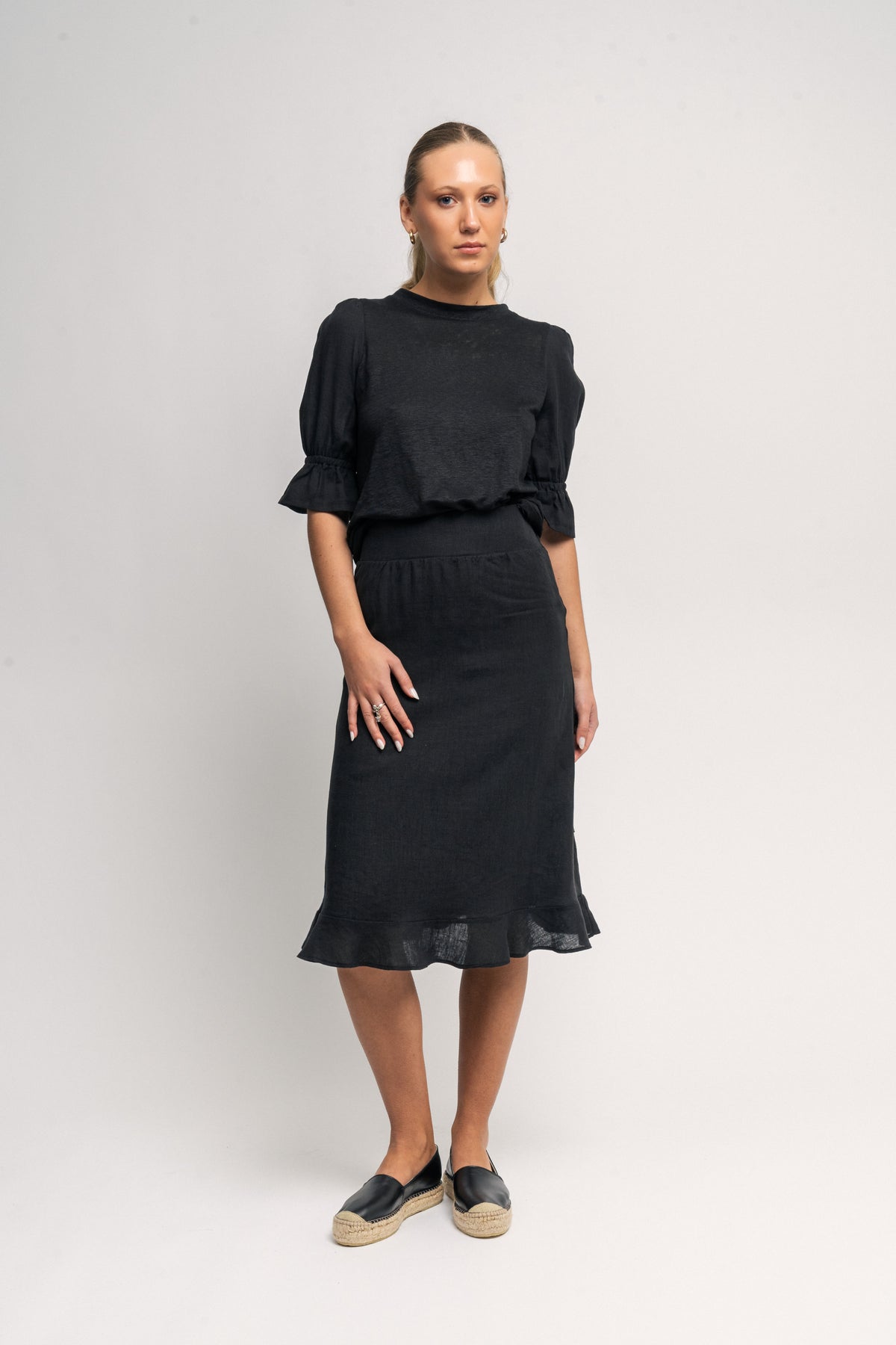Franca Linen Skirt - Black