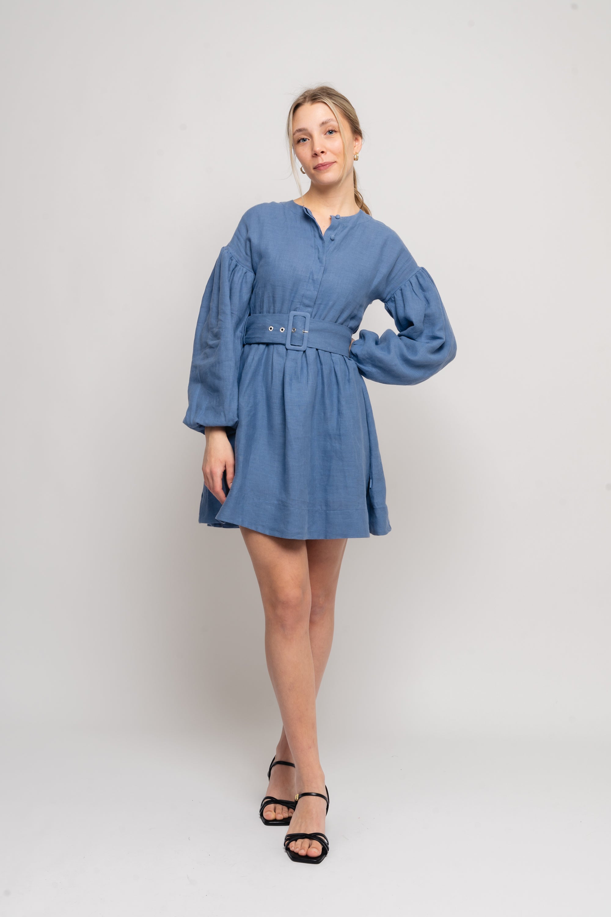 Aino Linen Dress - Jeans Blue