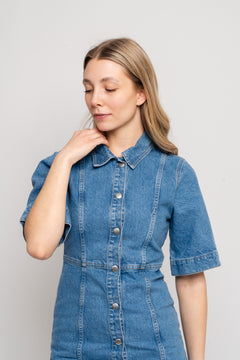 Emmy Ss Midi Denim Dress - Light Blue Denim