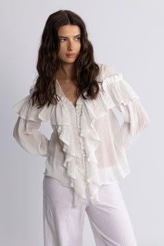 Frill Blouse - Offwhite