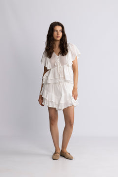 Frill Bow Top - Offwhite