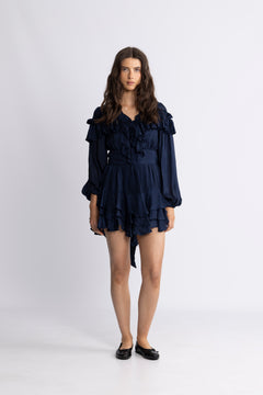 Wow Frill Dress - Dark Navy