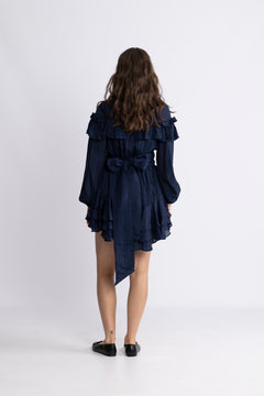 Wow Frill Dress - Dark Navy