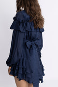 Wow Frill Dress - Dark Navy