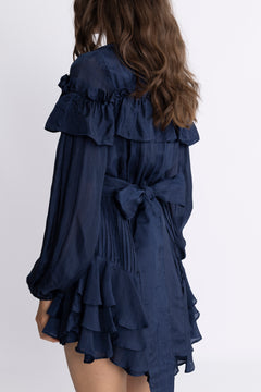 Wow Frill Dress - Dark Navy