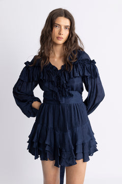 Wow Frill Dress - Dark Navy
