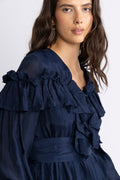 Wow Frill Dress - Dark Navy