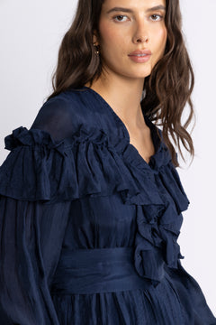 Wow Frill Dress - Dark Navy