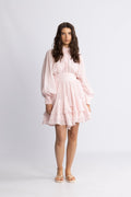 Short Ranch Frill Dress - Light Pink