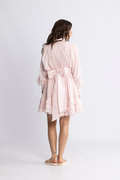 Short Ranch Frill Dress - Light Pink