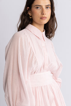 Short Ranch Frill Dress - Light Pink