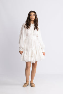 Short Ranch Frill Dress - Offwhite