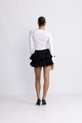 Wide Ruffle Mini Skirt - Black