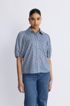 Dottiecc Ss Shirt - Dusty Blue