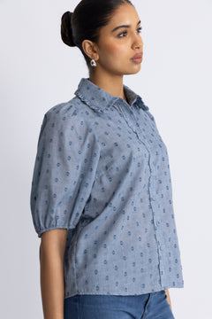Dottiecc Ss Shirt - Dusty Blue