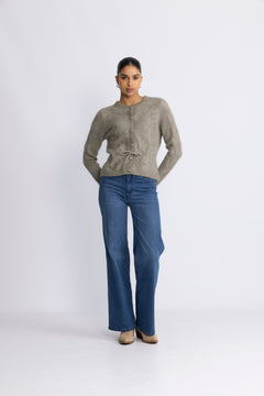 Vera Ls Knit Belt Cardigan Ex - Vetiver
