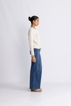 Vera Ls Knit Belt Cardigan Ex - Snow White