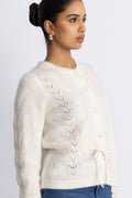 Vera Ls Knit Belt Cardigan Ex - Snow White