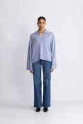 Cape Cod Polo Sweater - Cornflower Blue