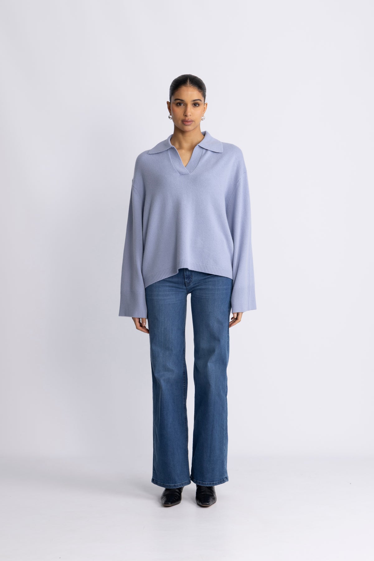 Cape Cod Polo Sweater - Cornflower Blue