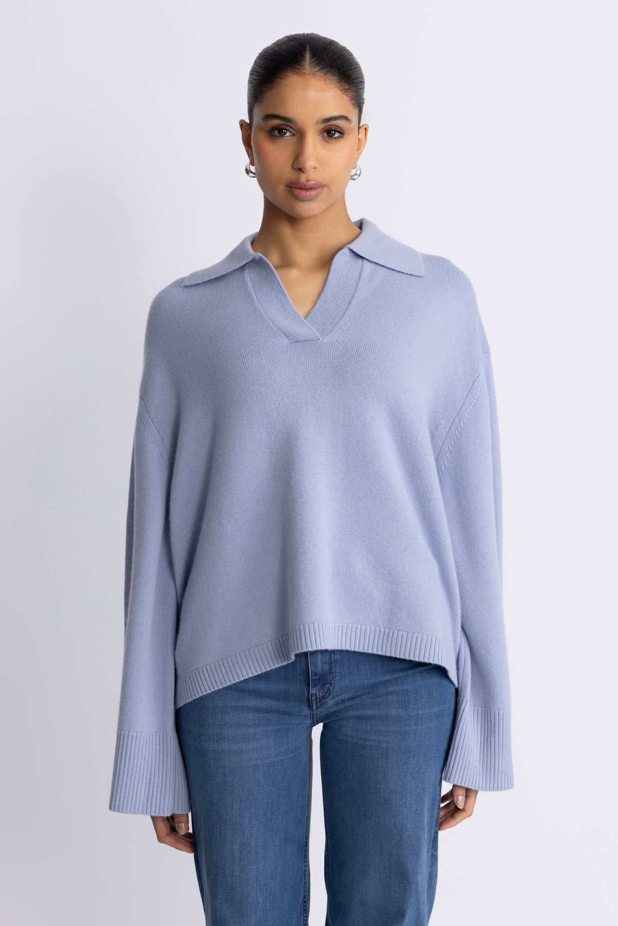 Cape Cod Polo Sweater - Cornflower Blue