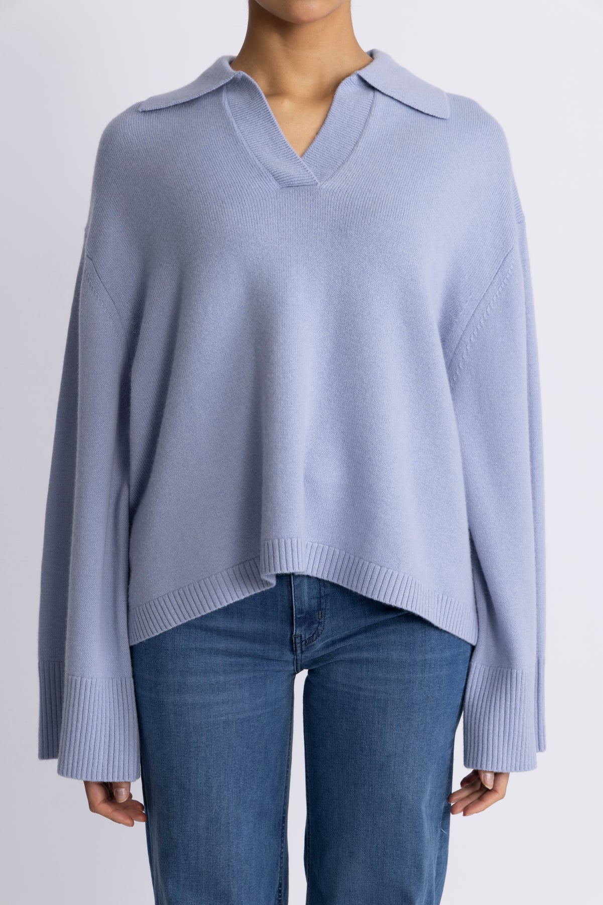 Cape Cod Polo Sweater - Cornflower Blue