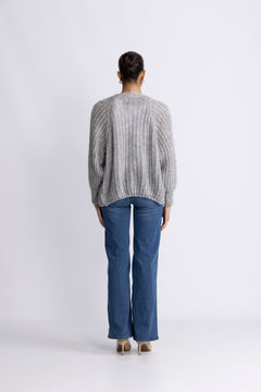 Joseph Knit Cardigan - Light Grey Melange