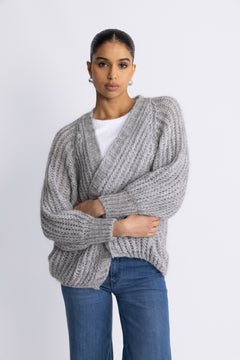Joseph Knit Cardigan - Light Grey Melange