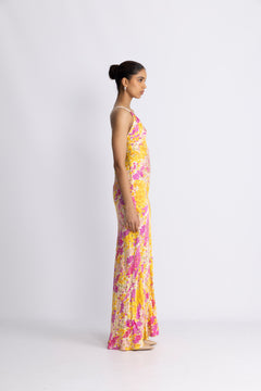 Satin Slip Dress - Poppy Flowers