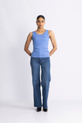 Slim Ribbed Tank Top - Perfect Blue
