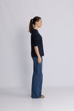 Janna Linen Top - Navy