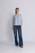 Anna Linen Top - Kentucky Blue