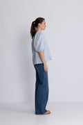 Anna Linen Top - Kentucky Blue