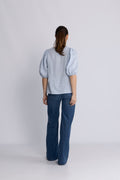 Anna Linen Top - Kentucky Blue