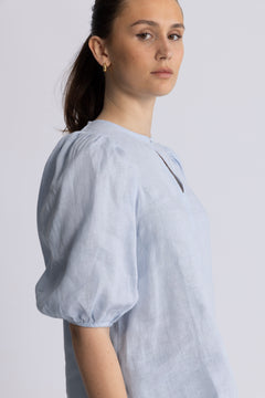 Anna Linen Top - Kentucky Blue