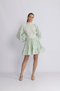 Seersucker Mini Dress - Green Stripe