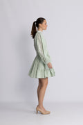 Seersucker Mini Dress - Green Stripe