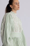 Seersucker Mini Dress - Green Stripe