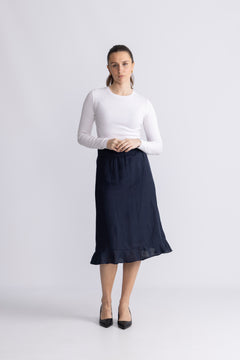 Franca Linen Skirt - Navy