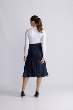 Franca Linen Skirt - Navy
