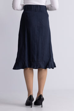 Franca Linen Skirt - Navy